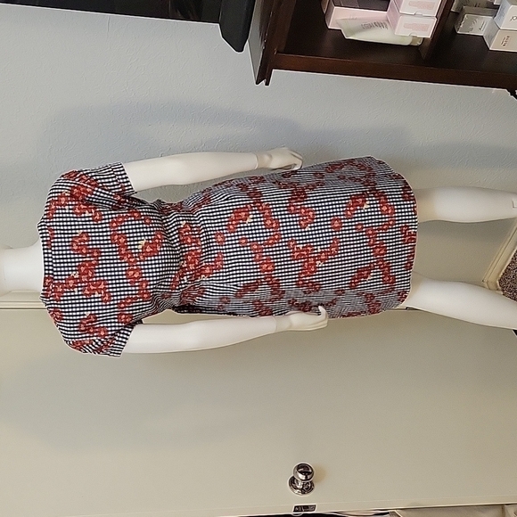 ADRIANNA PAPELL Retro Rockabilly Gingham Floral Button Tie Waist Shirt Dress - Picture 9 of 10